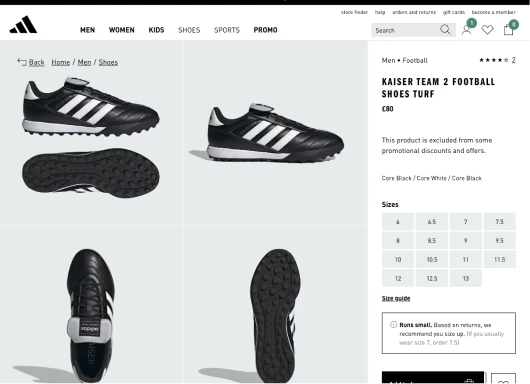 Adidas product page example