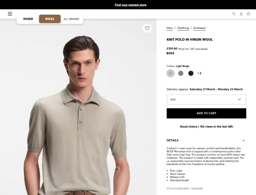 Product page concept comparison