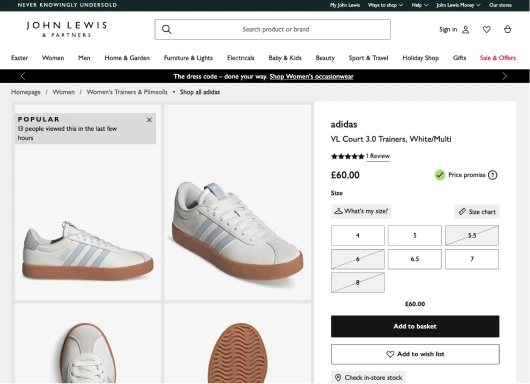 Product page concept comparison